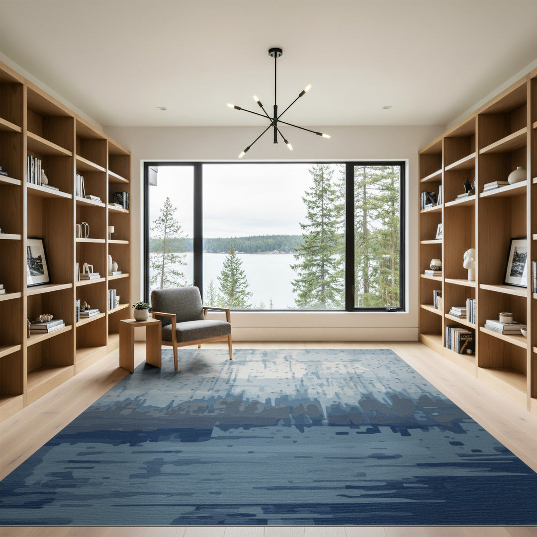 Blue Abstract Skyline Area Rug