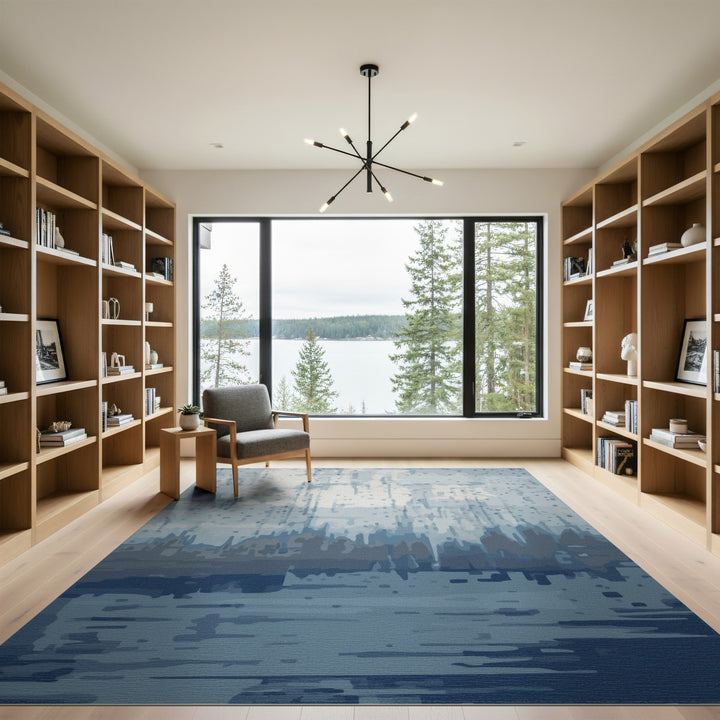 Blue Abstract Skyline Area Rug