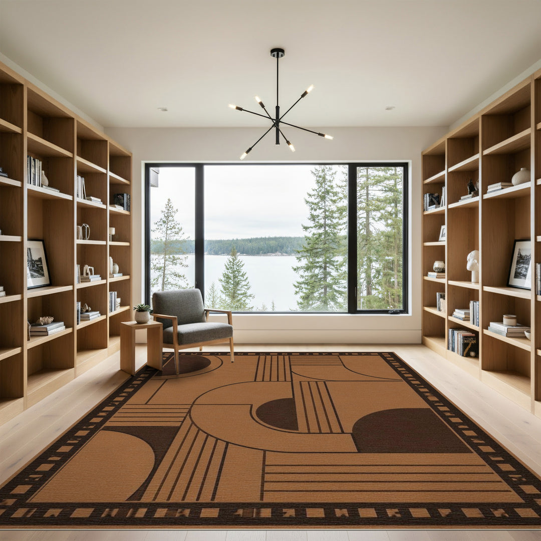 ODIKA Geometric Brown Area Rug