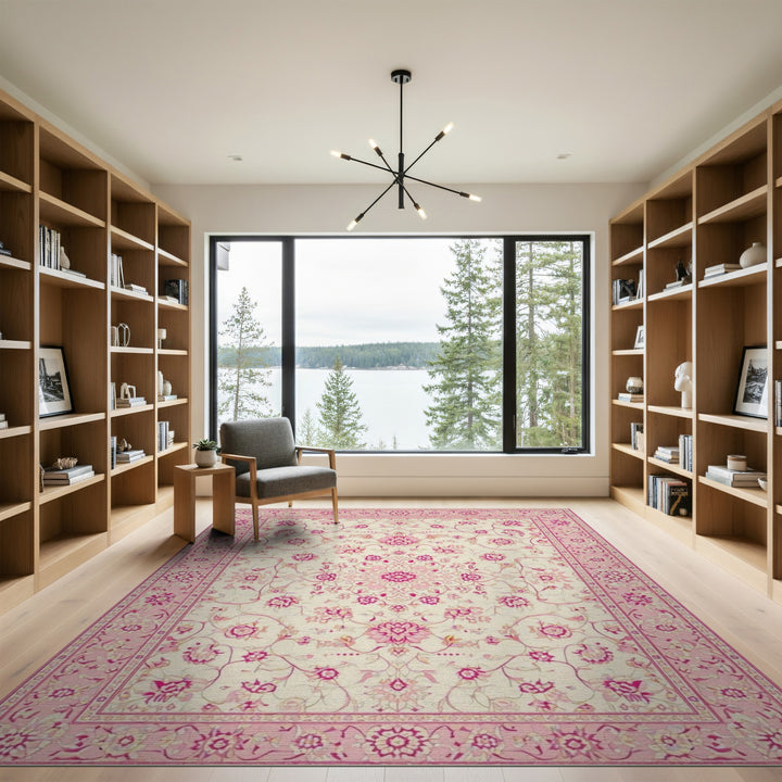 Pink Floral Vintage Area Rug