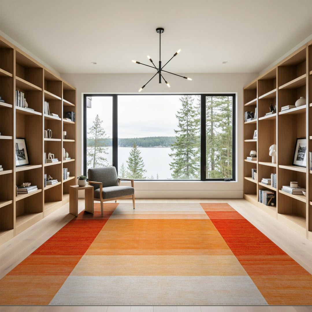 Geometric Modern Bold Orange Geometric Block Area Rug