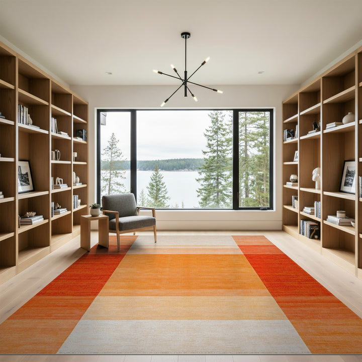 Geometric Modern Bold Orange Geometric Block Area Rug