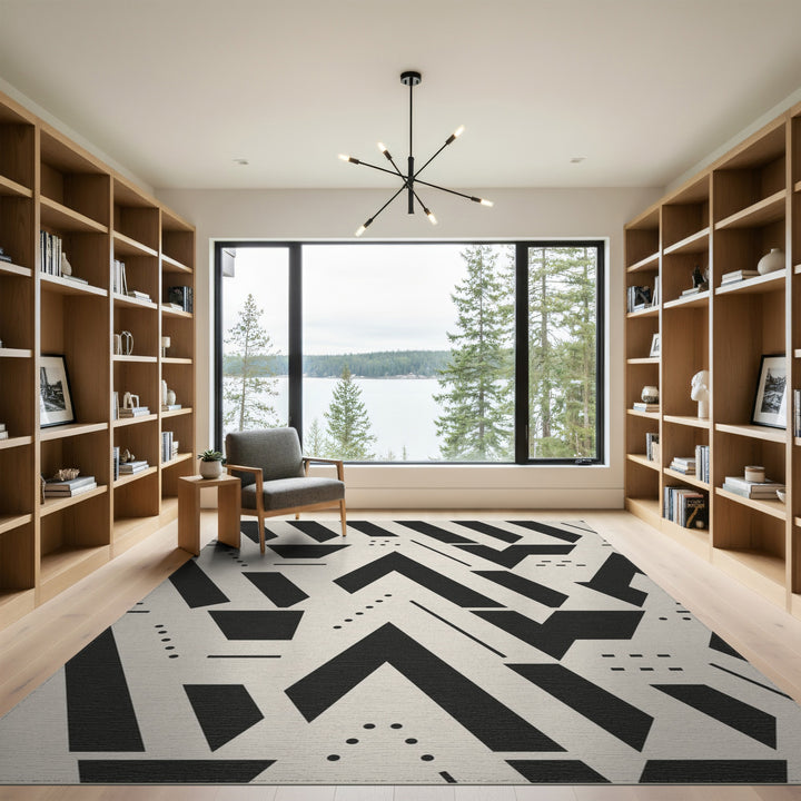 Black White Geometric Area Rug