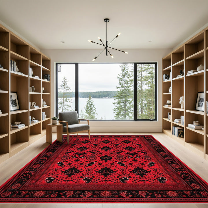 Red Traditional Persian Bold Red Persian Medallion Area Rug