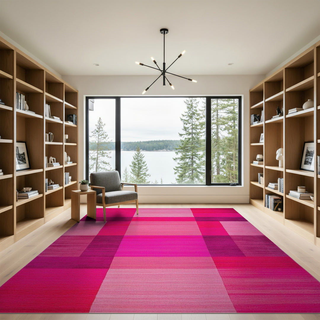 Geometric Modern Bold Pink Geometric Block Area Rug