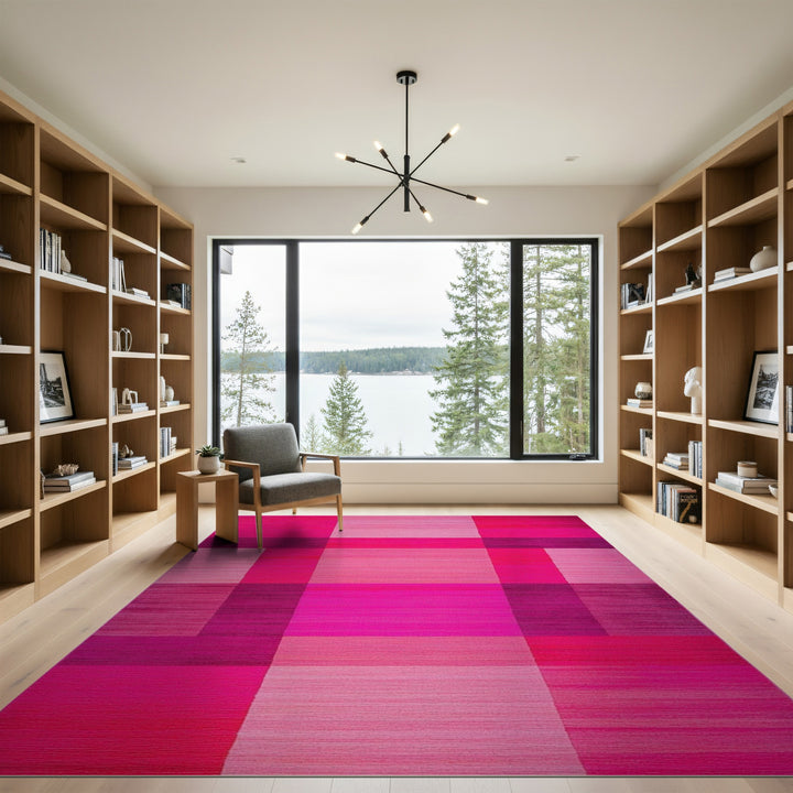 Geometric Modern Bold Pink Geometric Block Area Rug