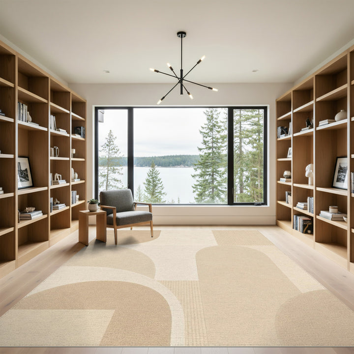 Beige Geometric Modern Area Rug