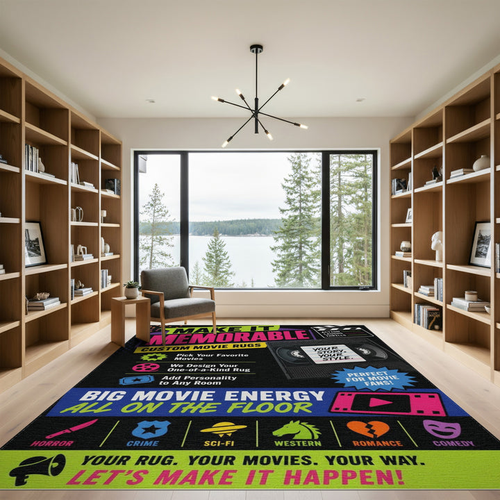 VHS Movie Genre Area Rug
