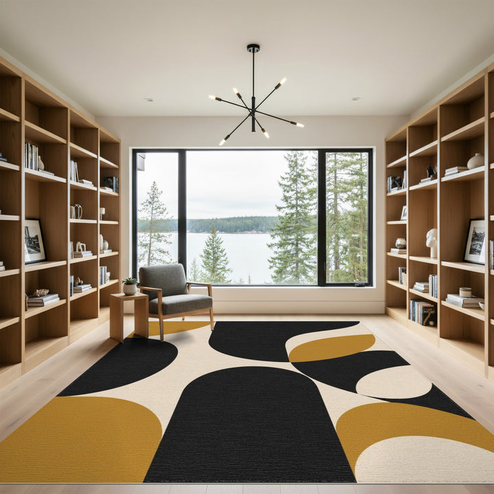 Beige and Neutral Bold Geometric Abstract Area Rug