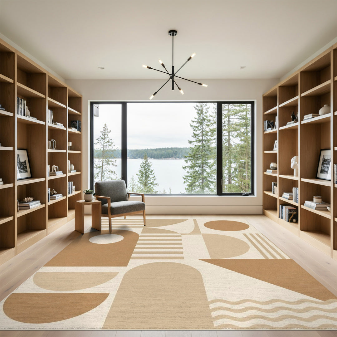 Geometric Modern Brown Tan Geometric Area Rug