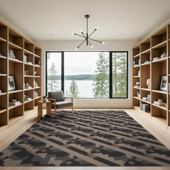 Diagonal Geometric Brown Tan Area Rug
