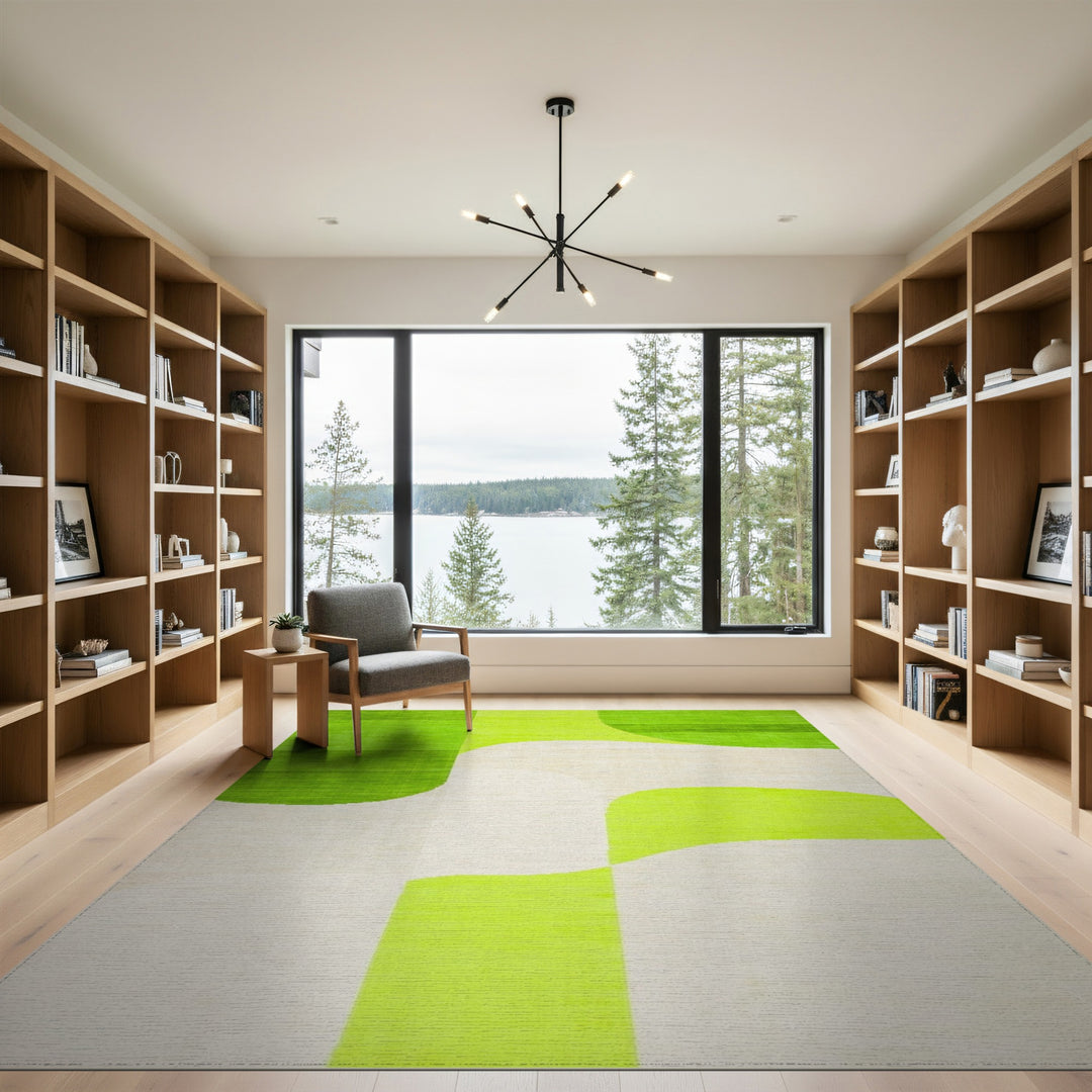 Lime Green Organic Abstract Area Rug