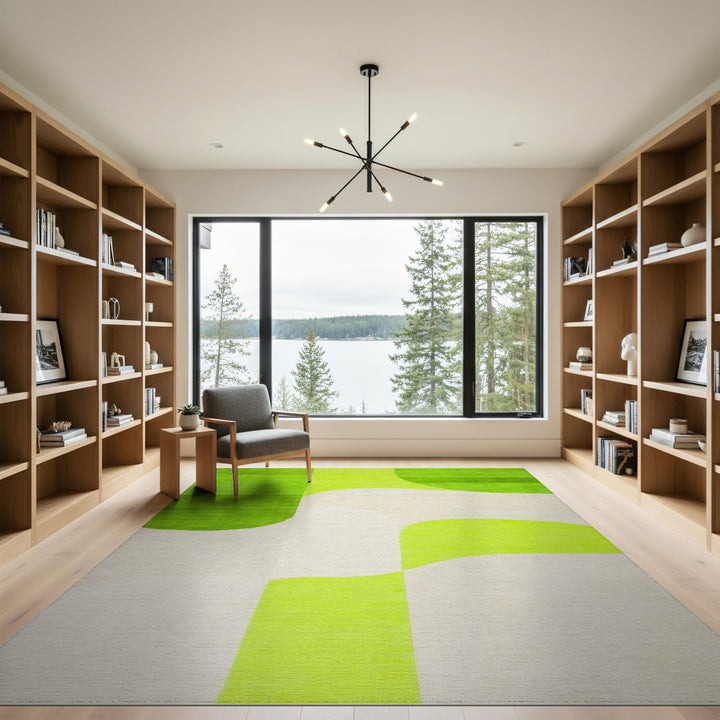 Lime Green Organic Abstract Area Rug