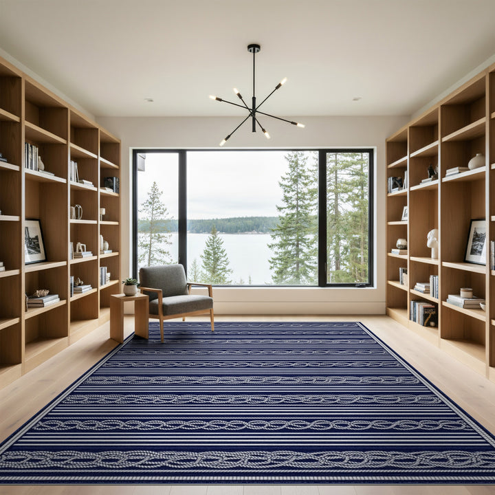 Navy Rope Knot Coastal Area Rug