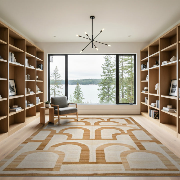 Brown Geometric Arch Area Rug