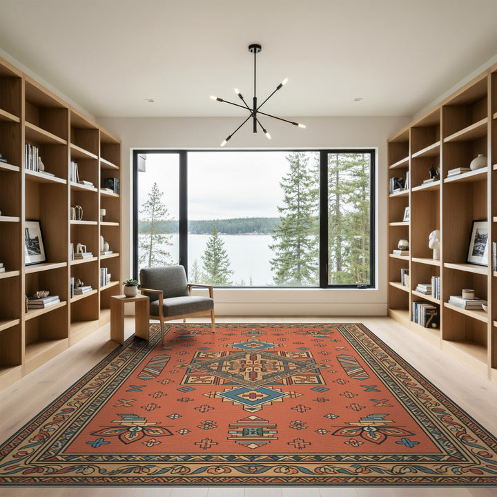 Southwestern Orange Southwestern Geometric Medallion Rug