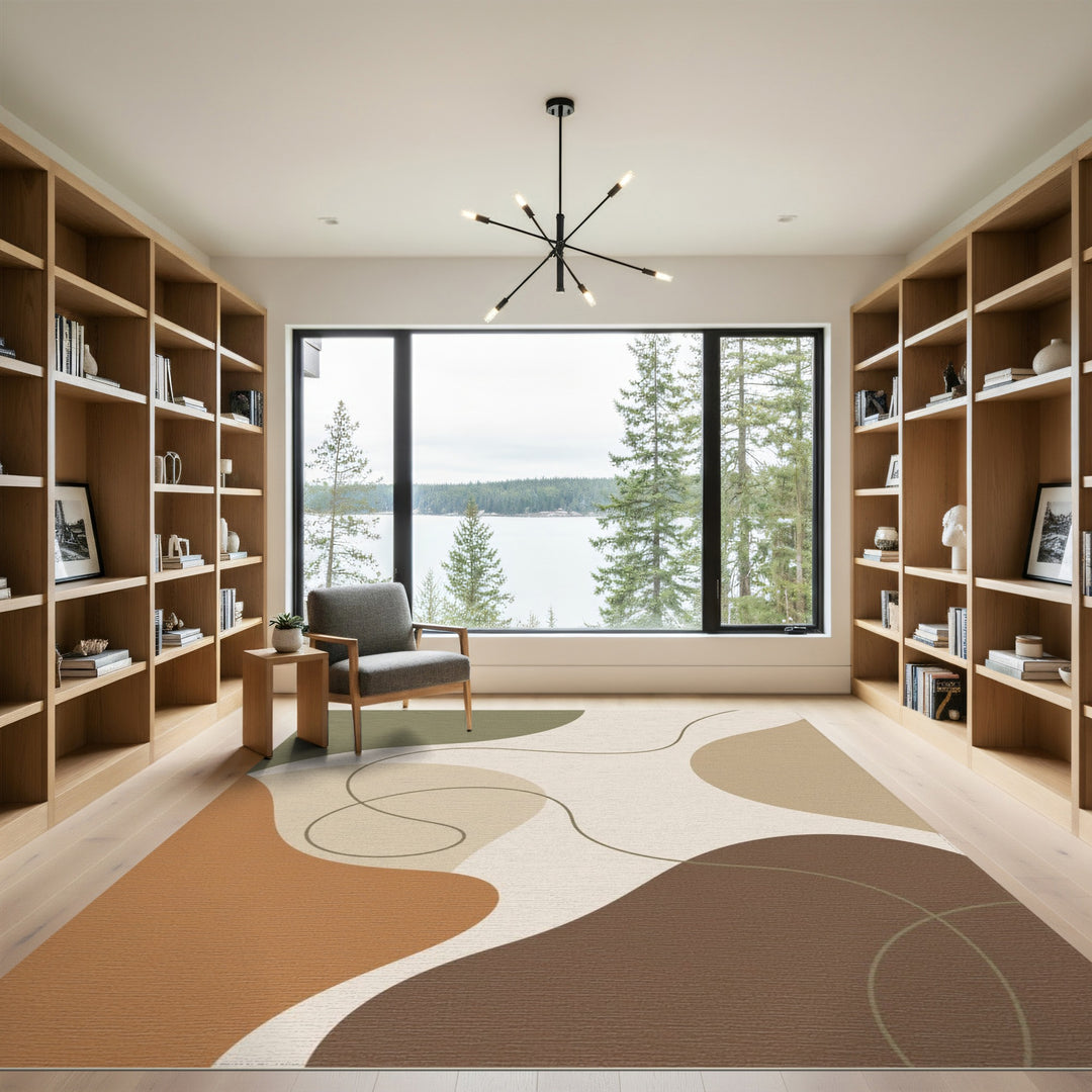 Abstract Neutral Organic Area Rug
