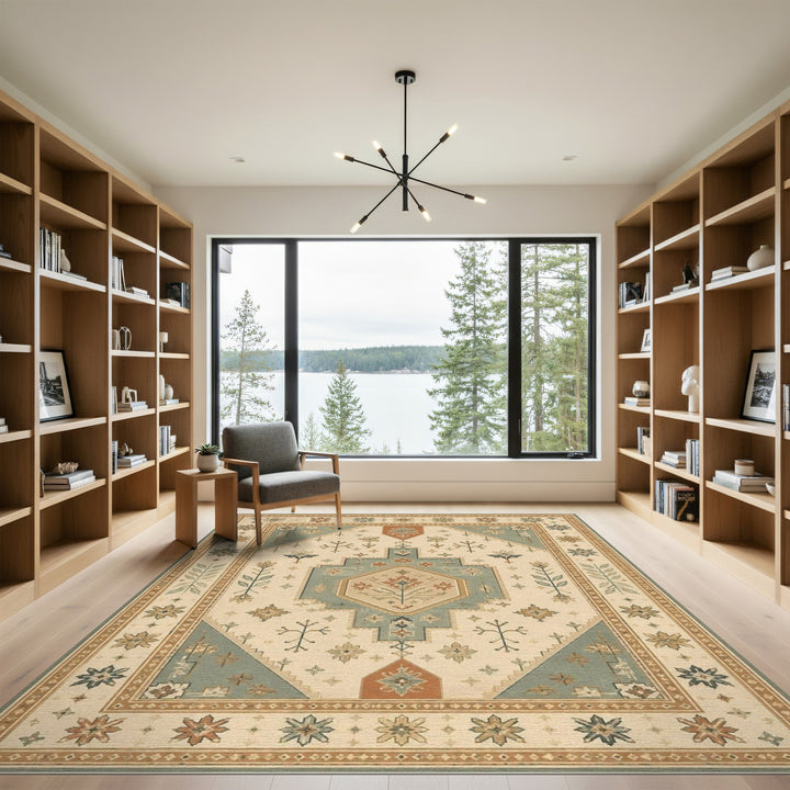 Beige and Neutral Heritage Tribal Beige Area Rug