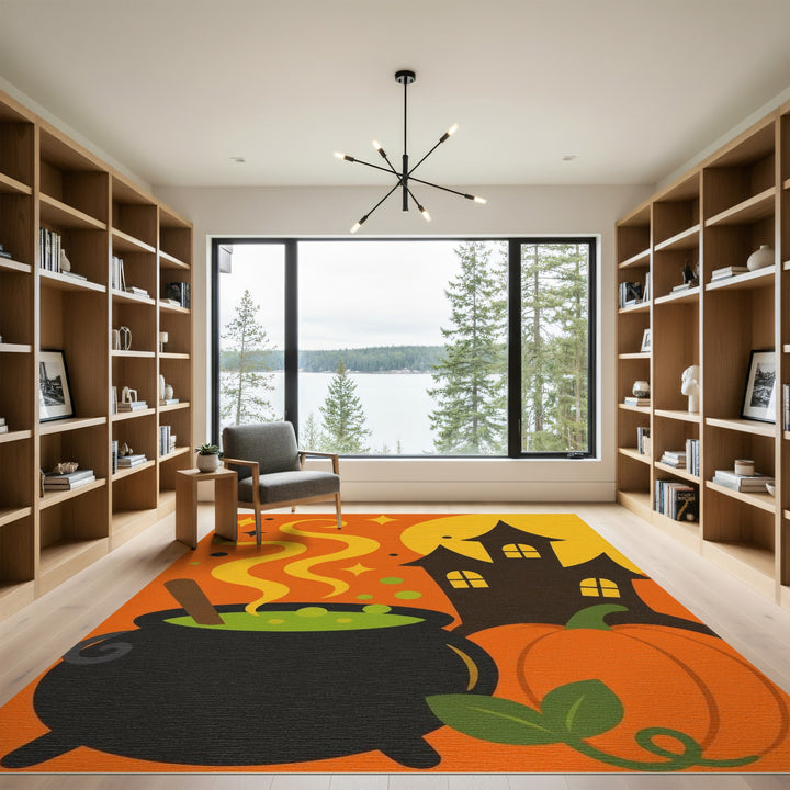 Halloween Cauldron Pumpkin Kids Rug