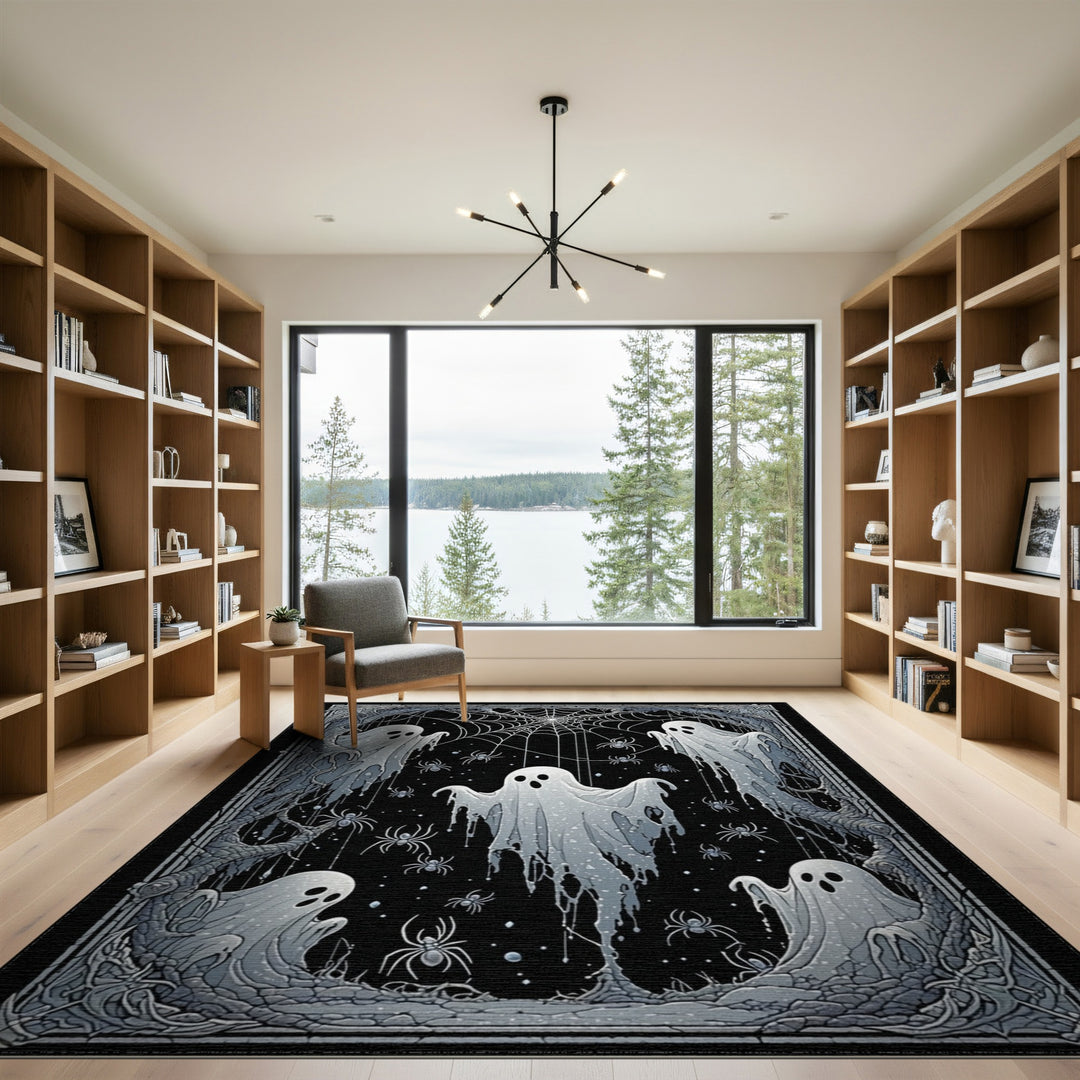 Ghostly Spirits Black White Area Rug