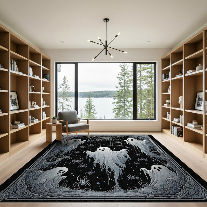 Ghostly Spirits Black White Area Rug