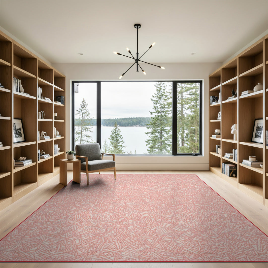 Geometric Modern Pink Geometric Washable Area Rug