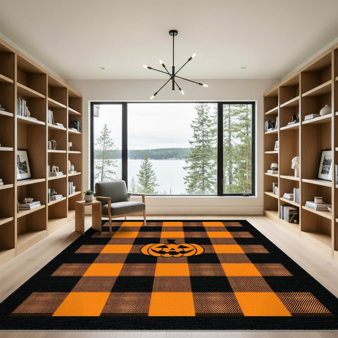 Orange Buffalo Check Pumpkin Area Rug