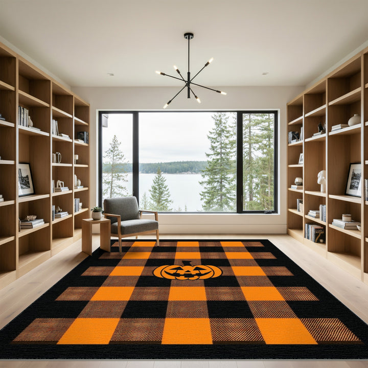 Orange Buffalo Check Pumpkin Area Rug
