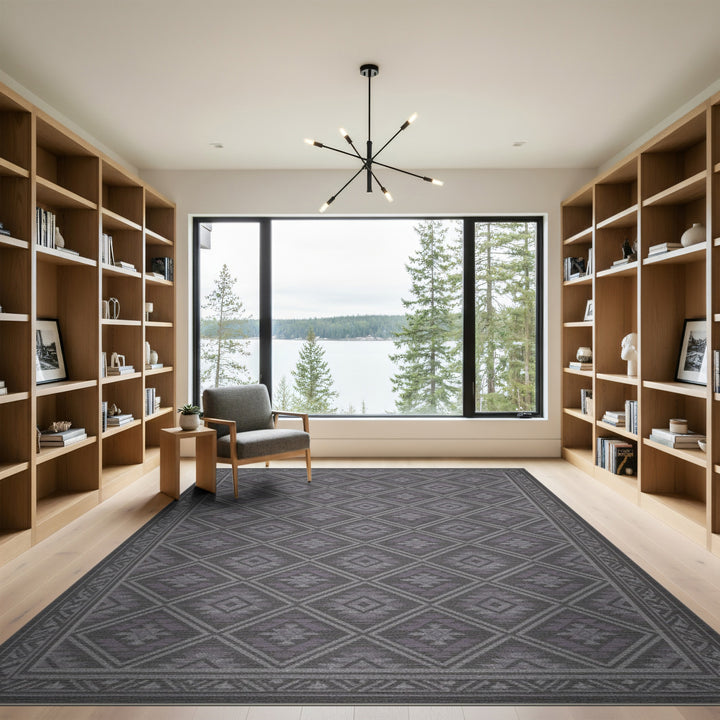 Grey Geometric Diamond Area Rug