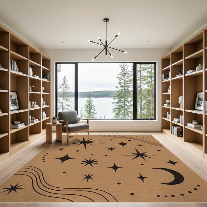 Celestial Starburst Brown Area Rug