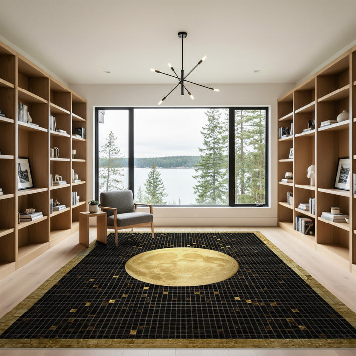Full Moon Gold Mosaic Area Rug