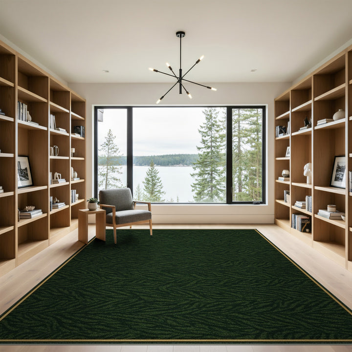Dark Green Geometric Chevron Area Rug