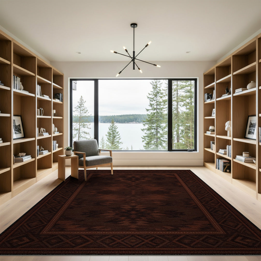 Dark Brown Heritage Tribal Area Rug