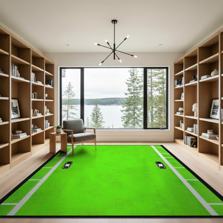 Green Geometric Court Area Rug