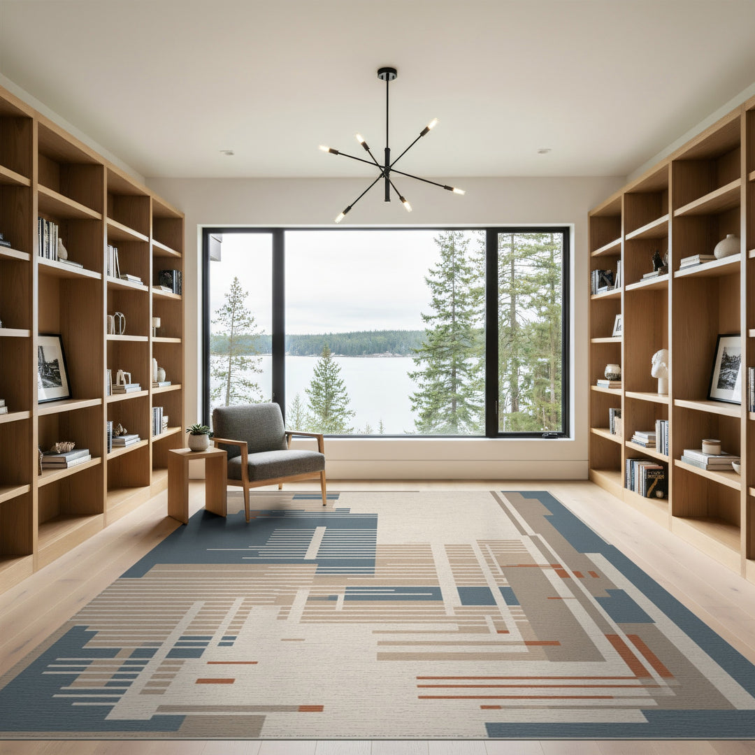 Abstract Geometric Modern Abstract Geometric Beige Area Rug