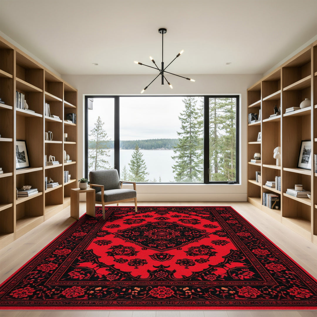 Red Medallion Red Persian Medallion Floral Area Rug