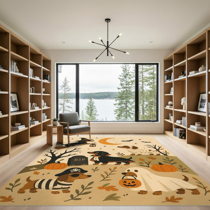 Whimsical Halloween Dachshund Area Rug