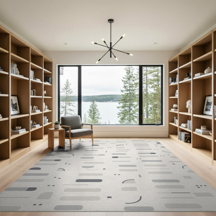 Grey Geometric Modern Area Rug