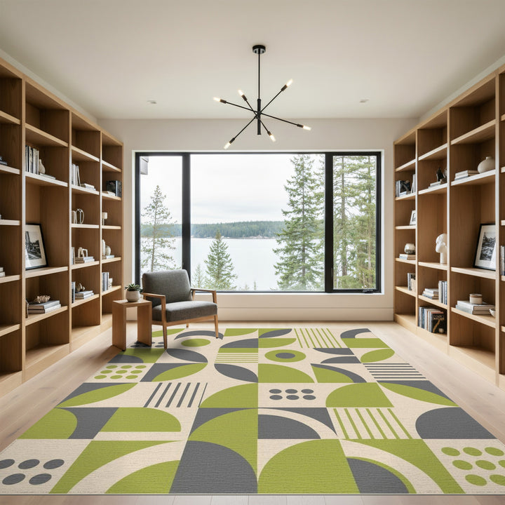 Green Geometric Modern Area Rug
