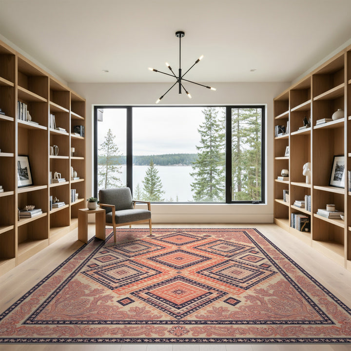 Orange Geometric Diamond Area Rug