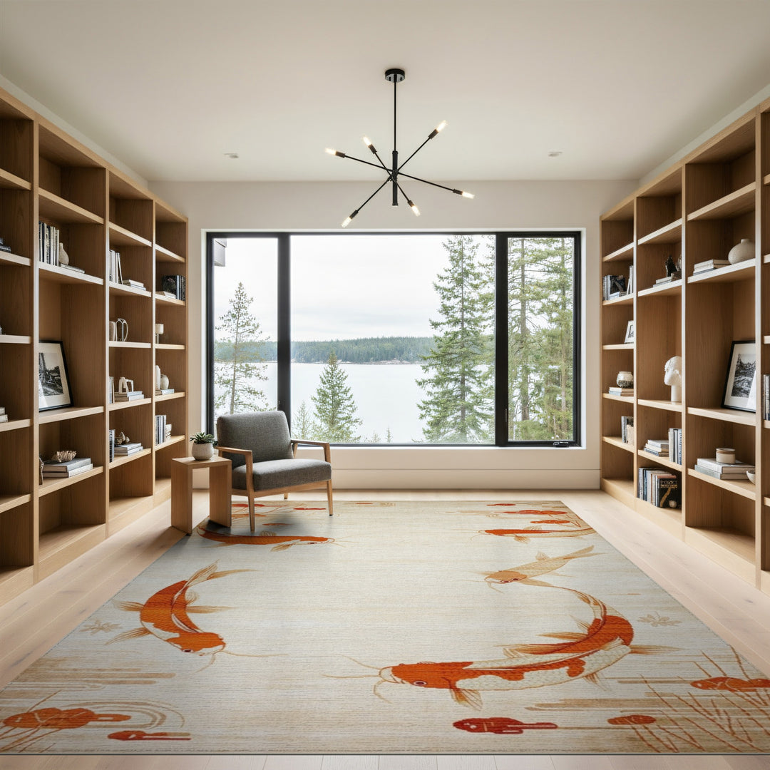Orange Koi Fish Area Rug