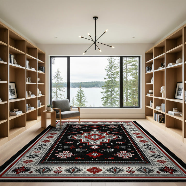 Black Geometric Heritage Area Rug