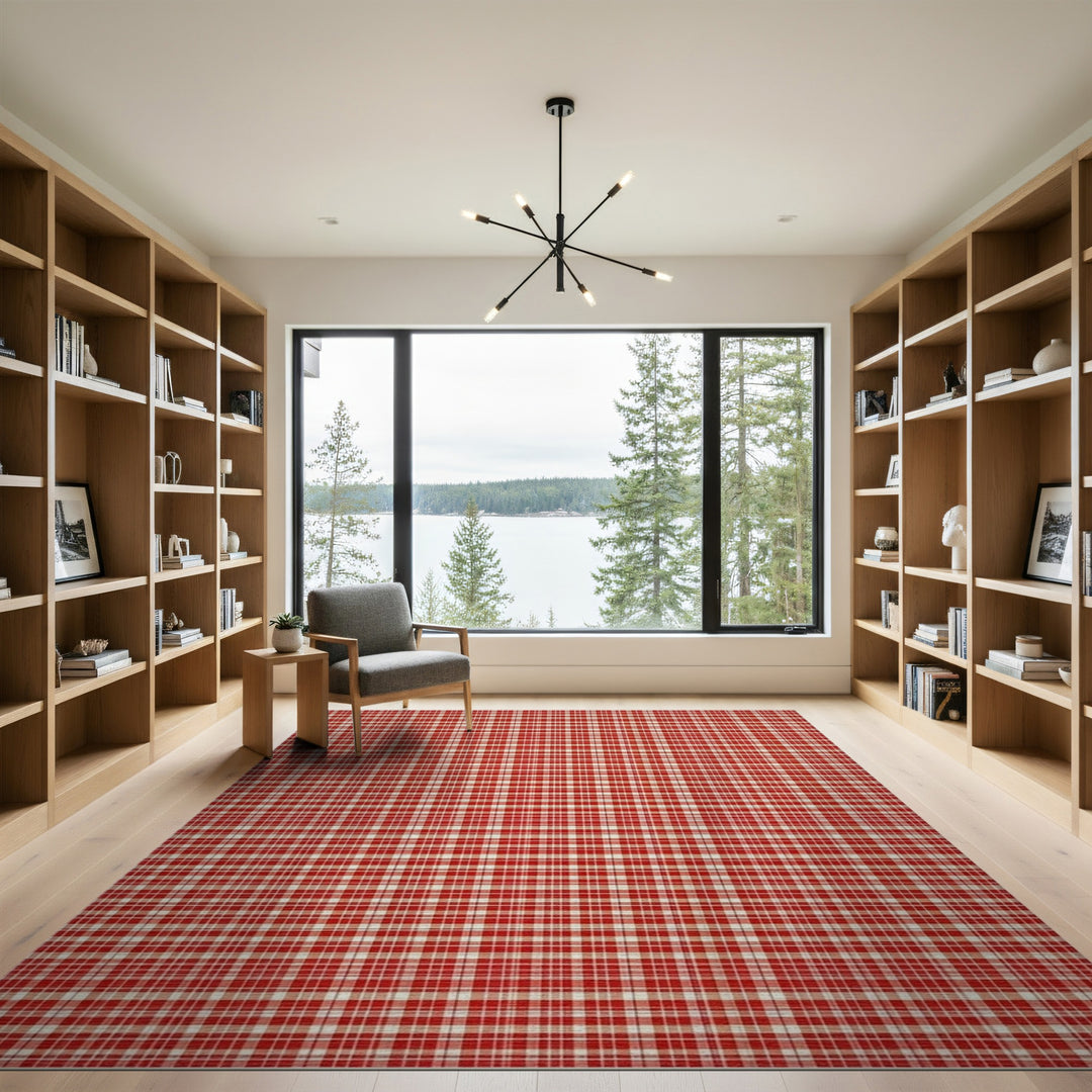 Checkered Red Checkered Washable Area Rug