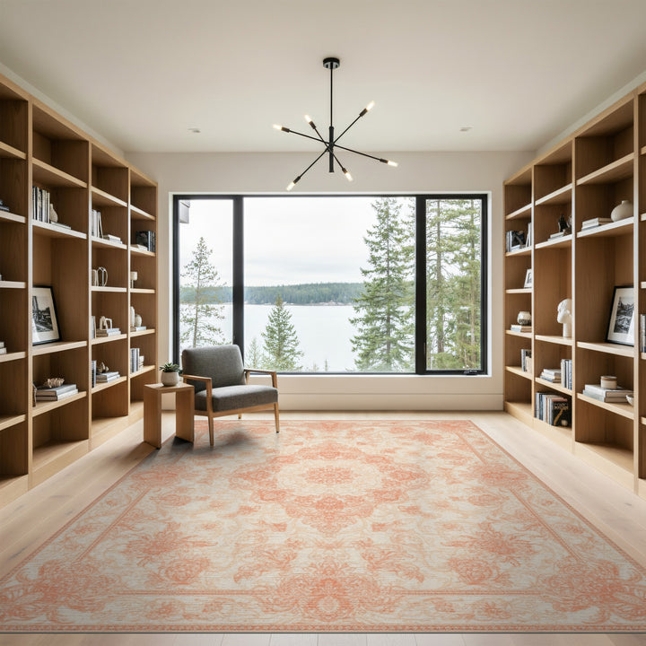 Floral Orange Persian Floral Area Rug
