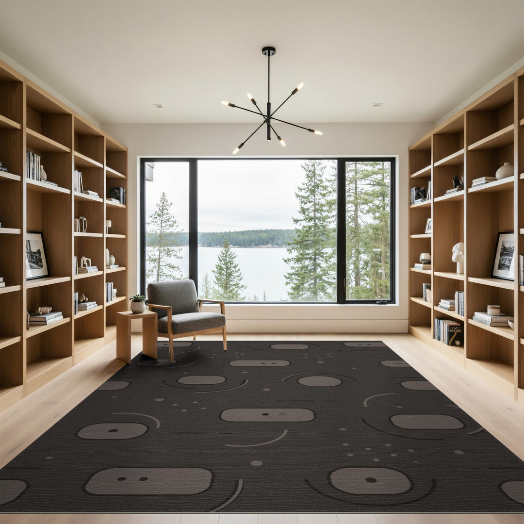 Grey Geometric Abstract Area Rug