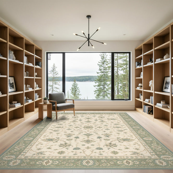 Teal Floral Vintage Area Rug