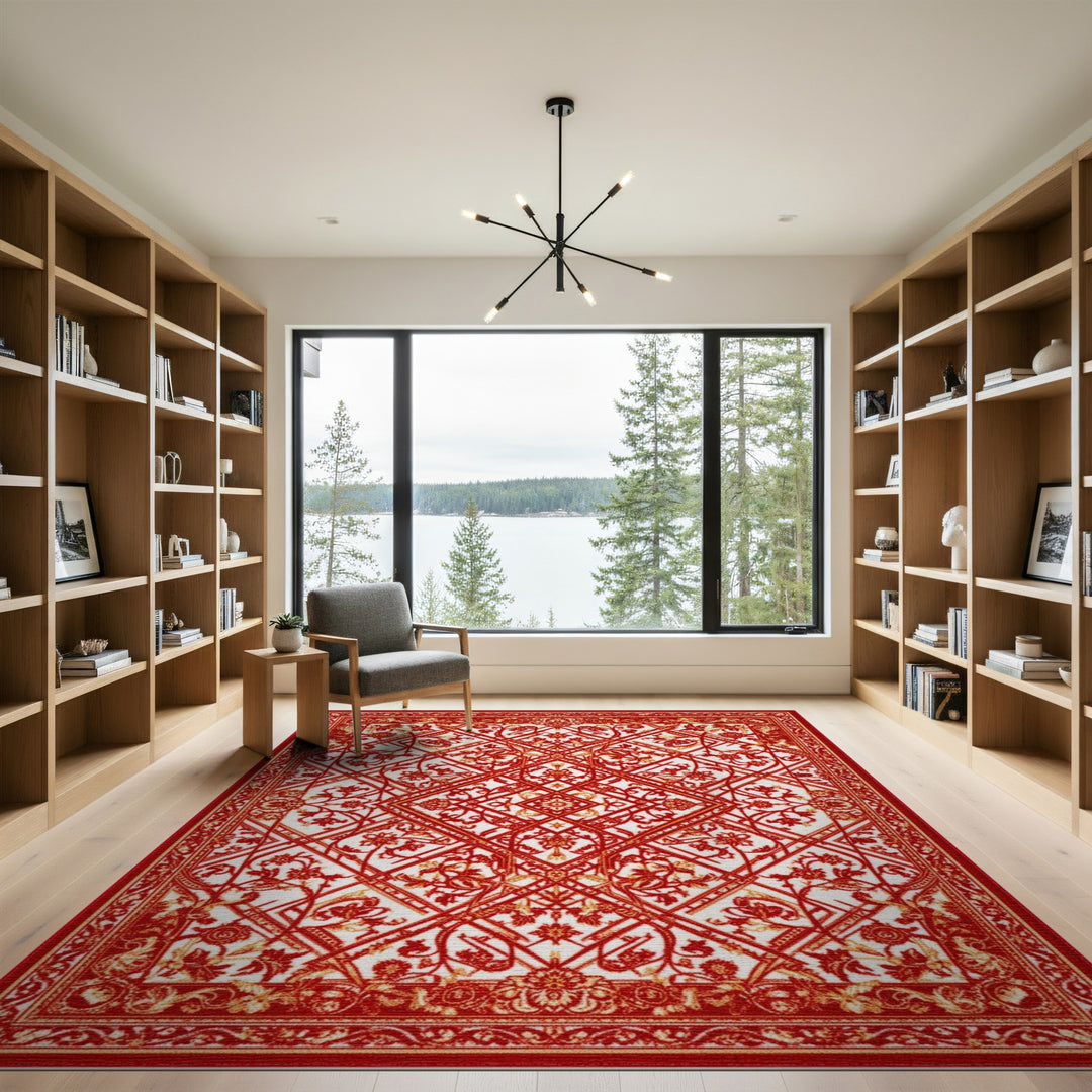 Red Floral Persian Area Rug