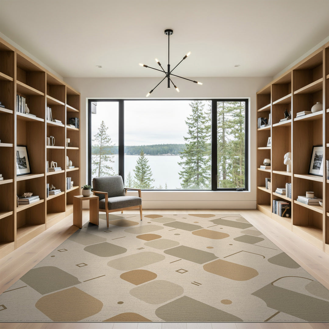 Beige Geometric Modern Area Rug
