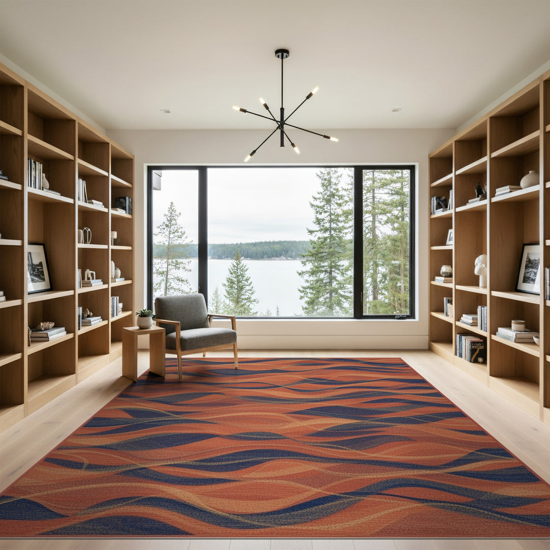 Abstract Area Wave Orange Abstract Wave Area Rug