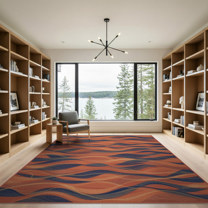 Abstract Area Wave Orange Abstract Wave Area Rug